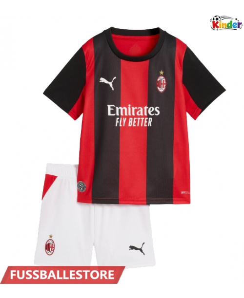 Günstige AC Milan Adrien Rabiot #12 Heimtrikotsatz Kinder 2026-27 Kurzarm (+ Kurze Hosen)